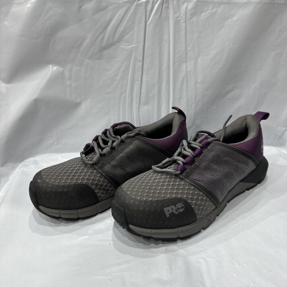 Timberland Pro Radius Women's 8.5 Gray Purple Comp Safety Toe Work Shoes EBS1219